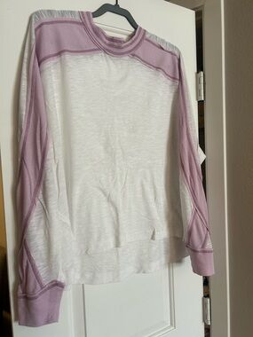 FP Movement by Free People Light Pink and White Long Sleeve Pullover